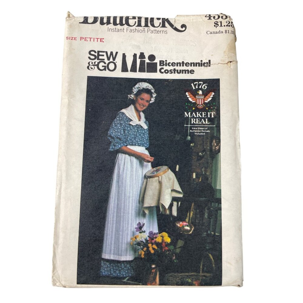 70s Butterick 4335 Bicentennial Costume Sewing Pattern Size Petite Vintage UNCUT